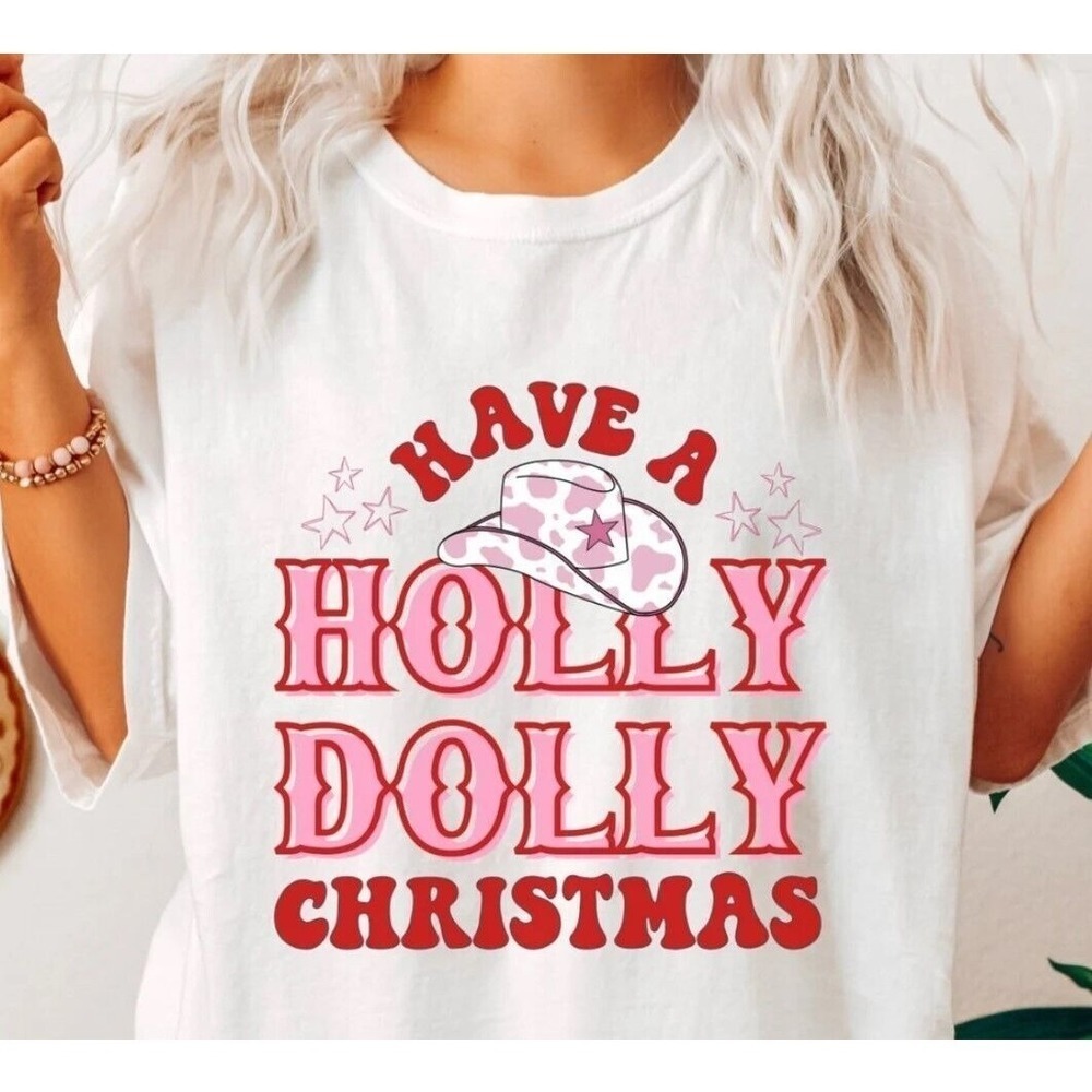 Holly Dolly Christmas Shirt Western Christmas Tee Cowgirl Christmas Tshirt